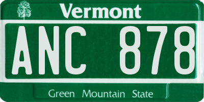 VT license plate ANC878