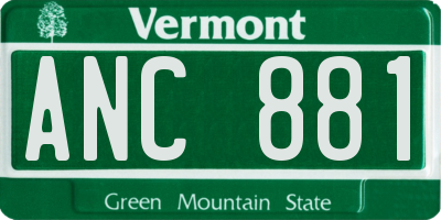VT license plate ANC881