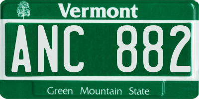 VT license plate ANC882