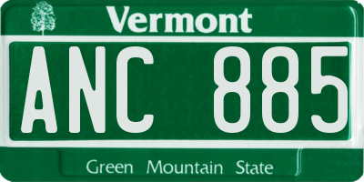 VT license plate ANC885