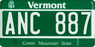 VT license plate ANC887
