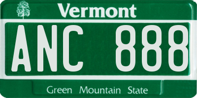 VT license plate ANC888