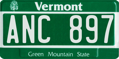 VT license plate ANC897