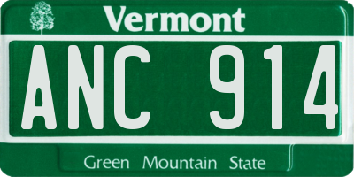 VT license plate ANC914