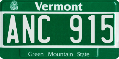 VT license plate ANC915