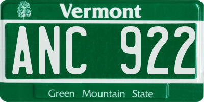 VT license plate ANC922