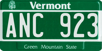 VT license plate ANC923