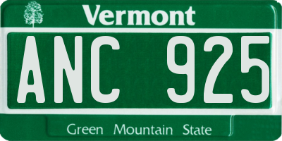 VT license plate ANC925