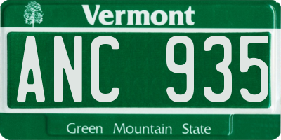 VT license plate ANC935