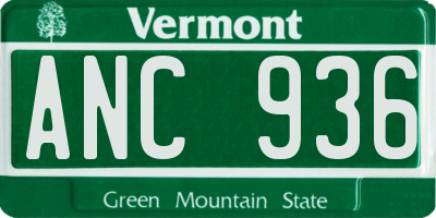 VT license plate ANC936