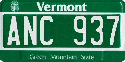 VT license plate ANC937