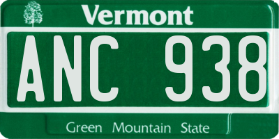 VT license plate ANC938
