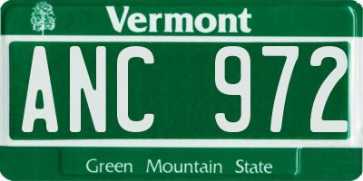 VT license plate ANC972