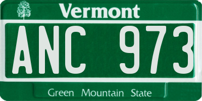 VT license plate ANC973