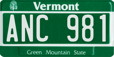 VT license plate ANC981
