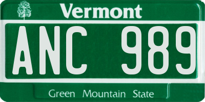 VT license plate ANC989