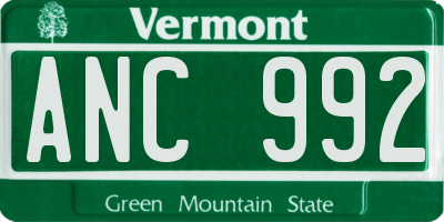 VT license plate ANC992