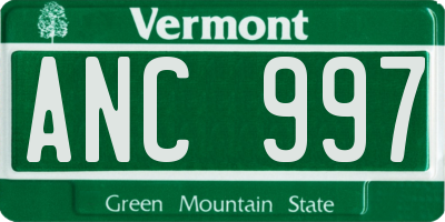 VT license plate ANC997