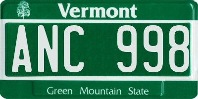 VT license plate ANC998