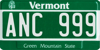 VT license plate ANC999