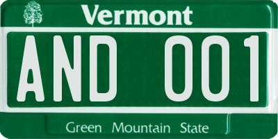 VT license plate AND001