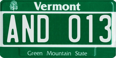 VT license plate AND013