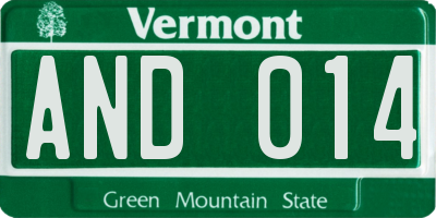 VT license plate AND014
