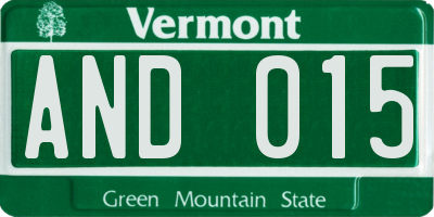 VT license plate AND015