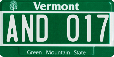 VT license plate AND017