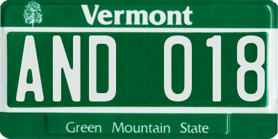 VT license plate AND018