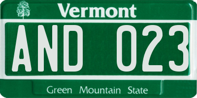 VT license plate AND023