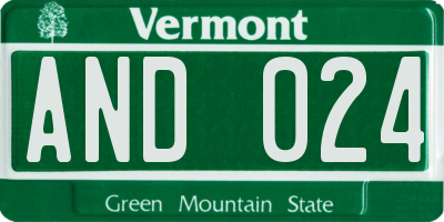 VT license plate AND024