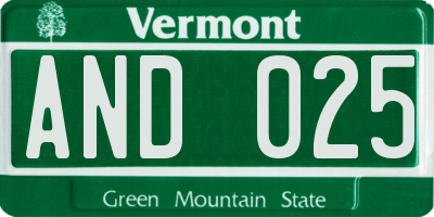 VT license plate AND025