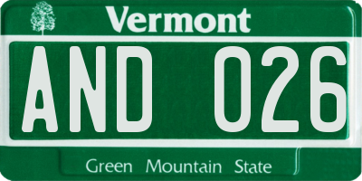 VT license plate AND026