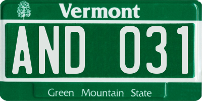 VT license plate AND031