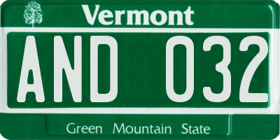 VT license plate AND032