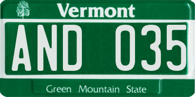 VT license plate AND035