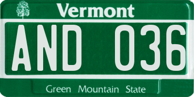 VT license plate AND036