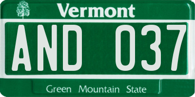 VT license plate AND037