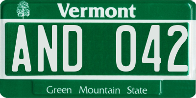 VT license plate AND042