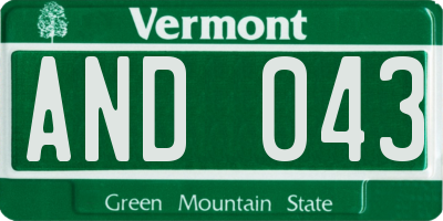 VT license plate AND043