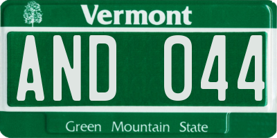 VT license plate AND044