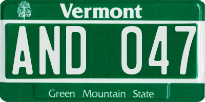 VT license plate AND047