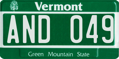 VT license plate AND049