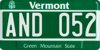 VT license plate AND052
