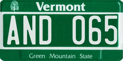 VT license plate AND065