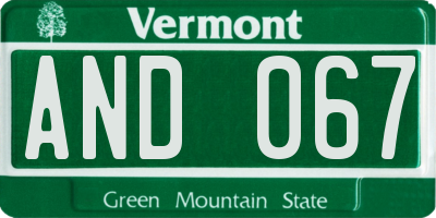 VT license plate AND067