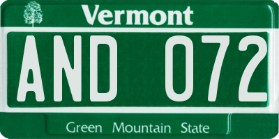 VT license plate AND072
