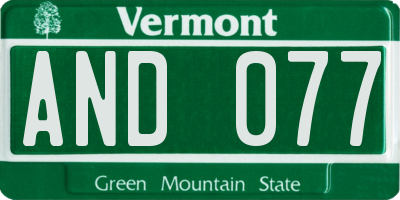 VT license plate AND077