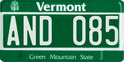 VT license plate AND085